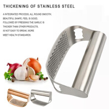 Garlic Press Rocker, Stainless Steel Garlic Crusher Mincer with Opener/