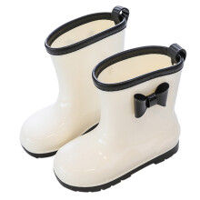Girls Rain Boots Closed Toe Non- Easy-On Lightweight Bowknot Waterproof Shoes Kids Stylish Birthday Wedding Weekend Boots,White,11-12 Years