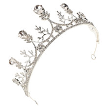 Diadema da sposa in argento con strass, 14,8x13x5,8 cm