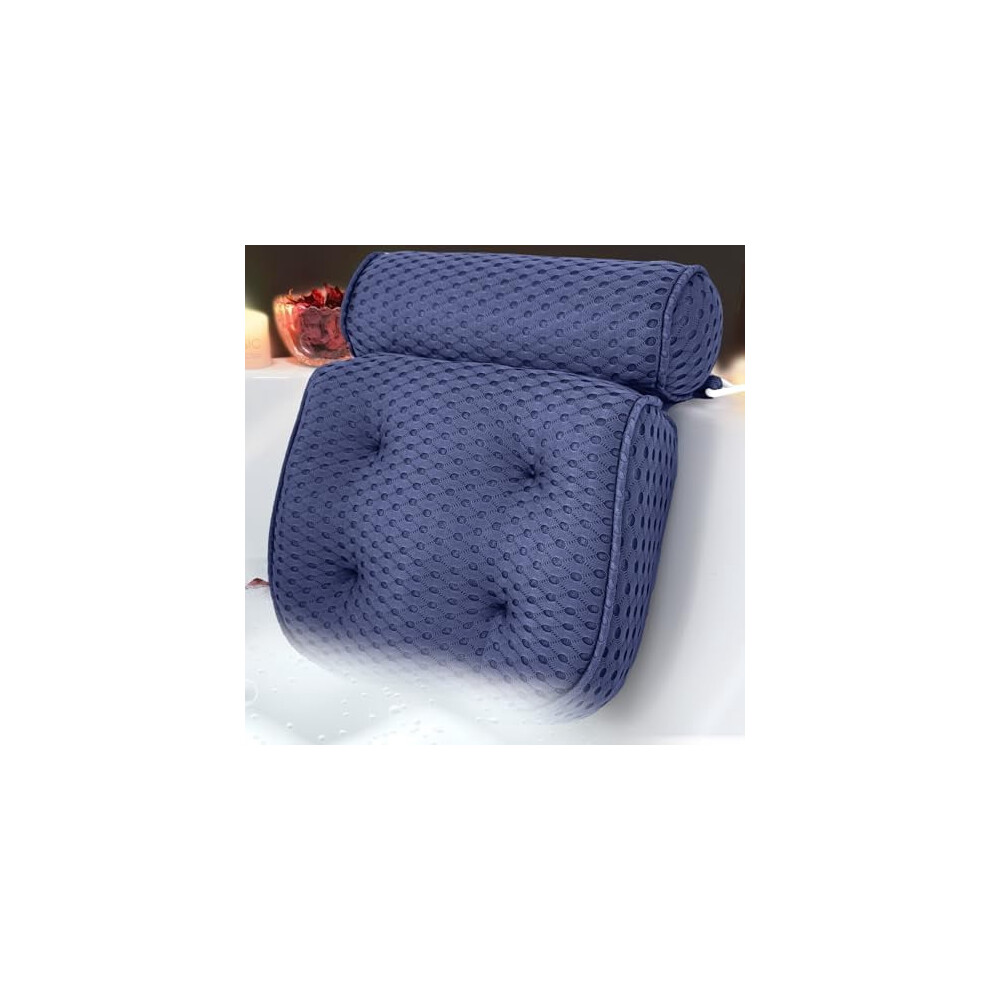 Bath Pillow for Tub with Suction Cups Dark Blue