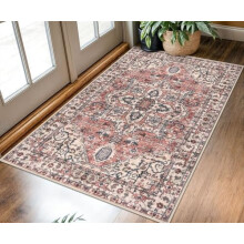 Boho Vintage Area Rug 2ft x 3ft Blue Brown White