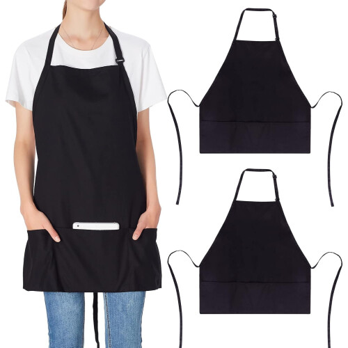 2er-Pack verstellbare Latzschürze, Polyester, 3 Taschen, 67 cm
