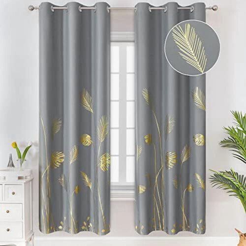 Blackout Grommet Curtains 52x84 in, Polyester, 2 Panels