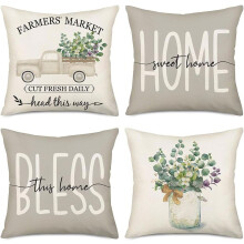 Housses de coussin décoratives « Home Sweet Home » 50 x 50 cm (lot de 4)