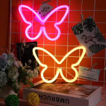 Butterfly LED Neon Sign Set – Pink & Warm White, 2pcs