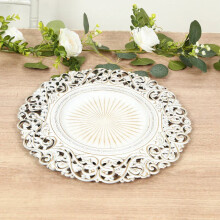 Assiette de présentation ronde en acrylique blanc antique, 33 cm