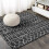 Boho vintage diamond area rug black ivory 3x3 ft 1