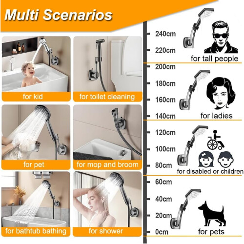 Adjustable Shower Head Holder with Vacuum Suction 1