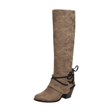 Reitstiefel für Damen, lang, spitz zulaufend, Schnürung, warm, einfarbig, hoher Absatz, Ritterform, Synthetik, US-Größe: 9,5 (43)