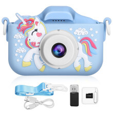 Digitale camera voor kinderen - Peuter-vriendelijke 1080p videocamera met 64GB SD-kaart - Verjaardagscadeau voor meisjes en jongens (Blauw)