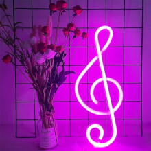 Pink Music Note Neon Sign – Battery/USB Powered LED Wall Light for Bedroom, Living Room, Pub, Christmas, Wedding & Birthday Gifts