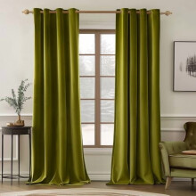 Rideaux à œillets en velours olive 132 x 229 cm (lot de 2), isolants thermiques, insonorisants et occultants, compatibles avec un décor classique