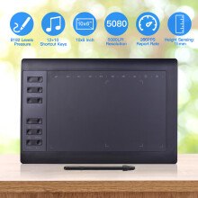 Tablette graphique professionnelle 10 x 6 pouces avec 12 touches express et 8192 niveaux de sensibilité, compatible PC et ordinateur portable.