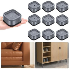 9-Pack Adjustable Furniture Risers, 1"-3" Height, Stackable Heavy-Duty Bed/Desk/Couch Legs Lifts, Gray, Compatible with Most Legs