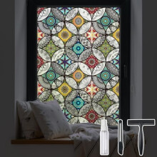 Boho Chic Buntglas-Fensterfolie 17,7 x 118,1 Zoll