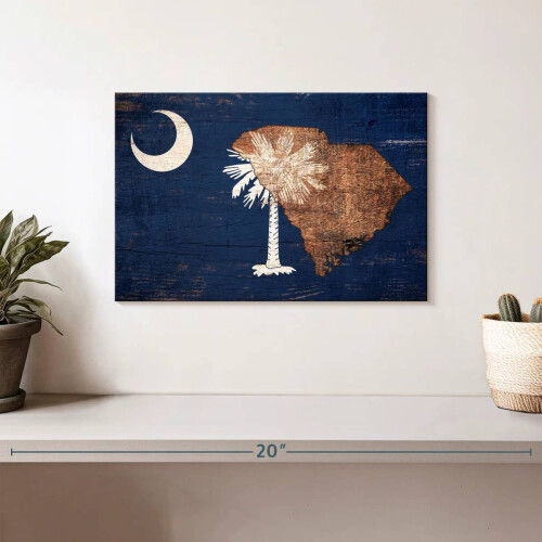 Mapa do Estado da Carolina do Sul em Tela Artística 12x8 polegadas 1