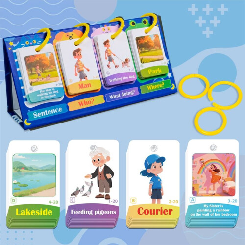 80 Sentence Building Games, Vocabulary and Grammar, Activity-Based Educational Learning Tools, Phonics Learning Supplies 2