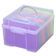 Fotoaufbewahrungsbox mit 6 Innenbehältern, Transparenter Staubschutz, Aufbewahrungsbox für Fotos, Grußkarten, Kunst, Postkarten und Etiketten