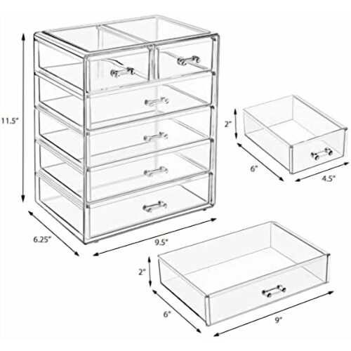 Make-up organizer met 6 lades van transparant acryl 2