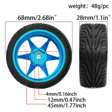 RED SPIDER 4pcs Metal TE37 Wheel Rim Tire 12mm Hex for TT01 TT02 TT02B TA06 XV01 1/10 RC Racing Car Upgrade Parts Grey