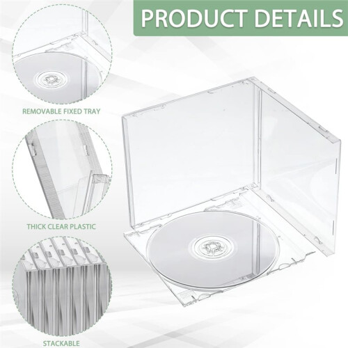 20 Pcs 10.4 mm CD Jewel Cases Standard Single Clear CD Case DVD Cover Protection Replacement 2