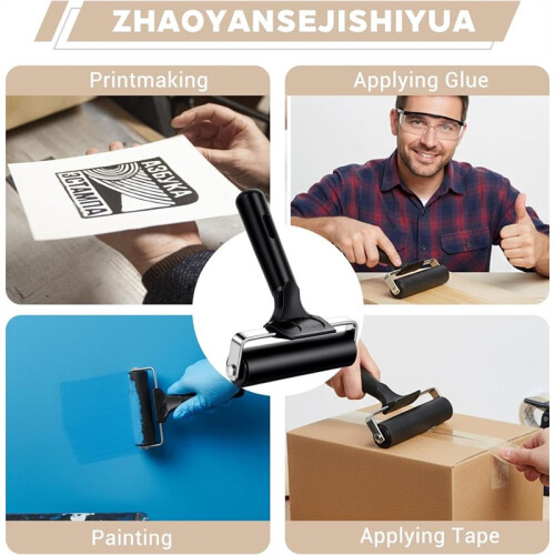 6 Pcs Brayer Roller,Black Printmaking Roller Handle Comfortable Painting Rollers for Printing,Painting,Printmaking 2