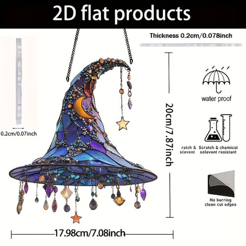 Acrylic Witch Hat Hanging Ornament Halloween Decor 1