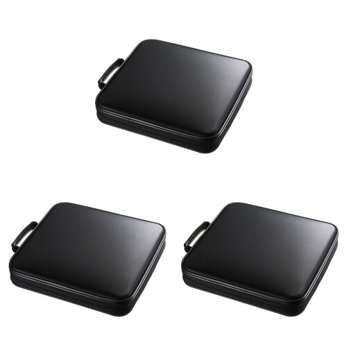 3Pièces Étui De Rangement Cd Zippé Noir 2