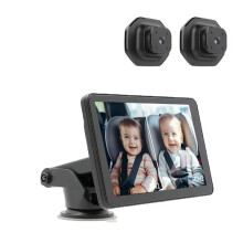 1080P Dual Lens Car Baby Monitor, 5Inch IPS Screen, Adjustable Lenses, 2 Mounting Options, Rear View