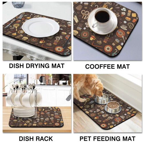 Fun Coffee Mat 24"x16", Απορροφητικό & Αντιολισθητικό Χαλί Μπαρ για Πάγκους, Συμβατό με 1