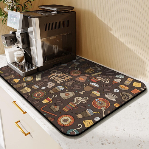 Fun Coffee Mat 24"x16", Απορροφητικό & Αντιολισθητικό Χαλί Μπαρ για Πάγκους, Συμβατό με 2
