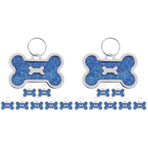 16Stk Stabiler Blaue Haustier Id Tags Knochen Design 2