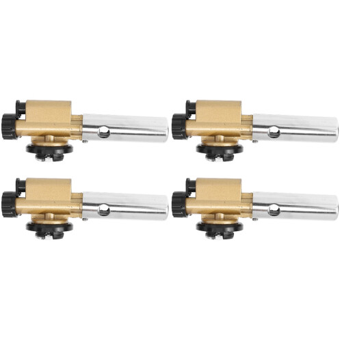 4Pièces Torches Butane Soudure Bbq Réglables Compactes Argenté 2