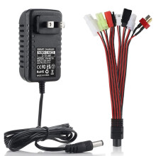 NiMH/NiCd Battery Charger 2-10S,500-800mA Charging Current,Includes 6 Connector Plugs, Ideal for RC Car Models US Plug