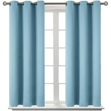 Room Darkening Curtains 45 Inches Long - Grommet Thermal Insulated Drapes Window Treatment Curtains for Bedroom, 2 Panels, 38 x 45 Inch, Greyish Blue