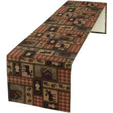 Caminho de mesa xadrez estilo fazenda com estampa de alce, decoração vintage em patchwork com estampa xadrez vermelho de búfalo para mesa de