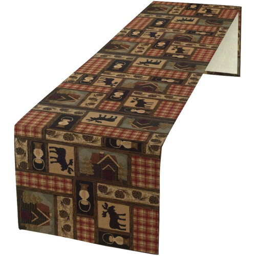 Linen Elk Plaid Table Runner 13 x 72 in