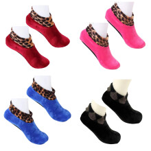 Meias curtas femininas de inverno, grossas em fleece coral, antiderrapantes, quentes e macias – Azul Marinho