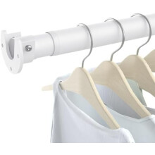 Barre de penderie réglable en continu et ultra-résistante (43-175 cm), diamètre 3,3 cm, métal blanc – Compatible avec les armoires, la