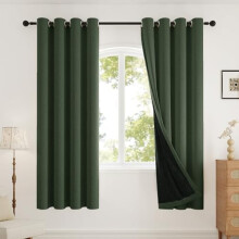 Blackout Thermal Curtains 2 Panels W52xL84 Burgundy Linen