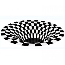 Round Black & White 3D Vortex Carpet 24x24 in