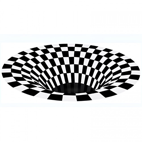 Round Black & White 3D Vortex Carpet 24x24 in