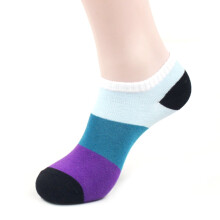 5Pairs Men Color Block Strips Breathable Sweat Absorbent Low Cut Ankle Socks