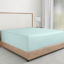 Drap-housse à poches profondes pour lit Queen, 100 % coton peigné, élastique tout autour, indicateurs tête/pieds, couleur écume de mer
