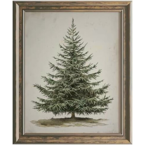 Vintage Christmas Tree Print Unframed 8x10 in
