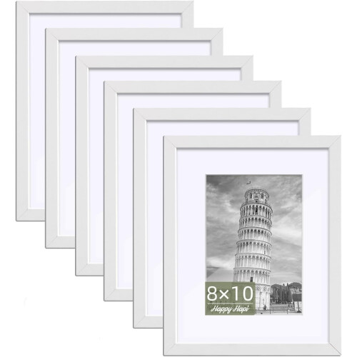 Weißes Bilderrahmen-Set, 6er-Pack – 8x10 Zoll, Wand- oder