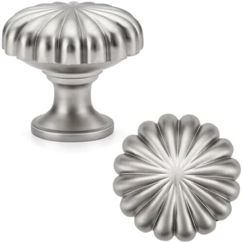 Πακέτο 5 πόμολων ντουλαπιών από ασημί κράμα ψευδαργύρου, βουρτσισμένο νικέλιο,