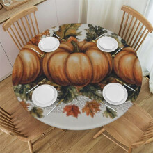 Polyester Tablecloth with Autumn Pumpkin Print