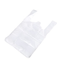 100Pcs White Food Grade Plastic Bag with Handle Food Packaging Bag for Supermarket Store Grocery (20*30)