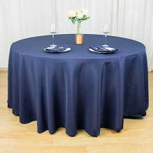 Nappe ronde BalsaCircle 120" bleu marine en polyester de qualité supérieure, linge de table pour mariage